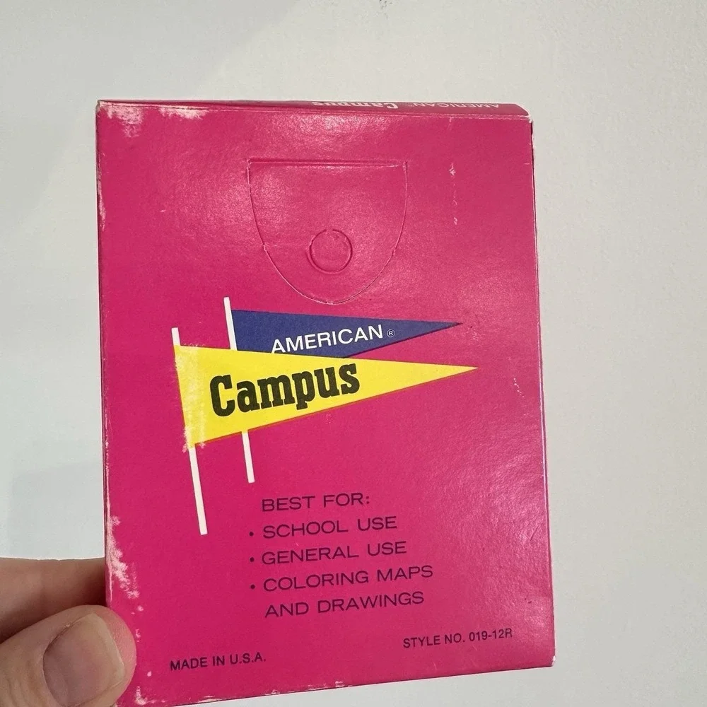 Vintage Crayon Colored Pencils American Campus 12‎ In Box Wood Covered USA 4.5
